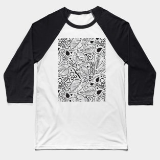 Leaf Doodle Seamless Surface Pattern Design Baseball T-Shirt